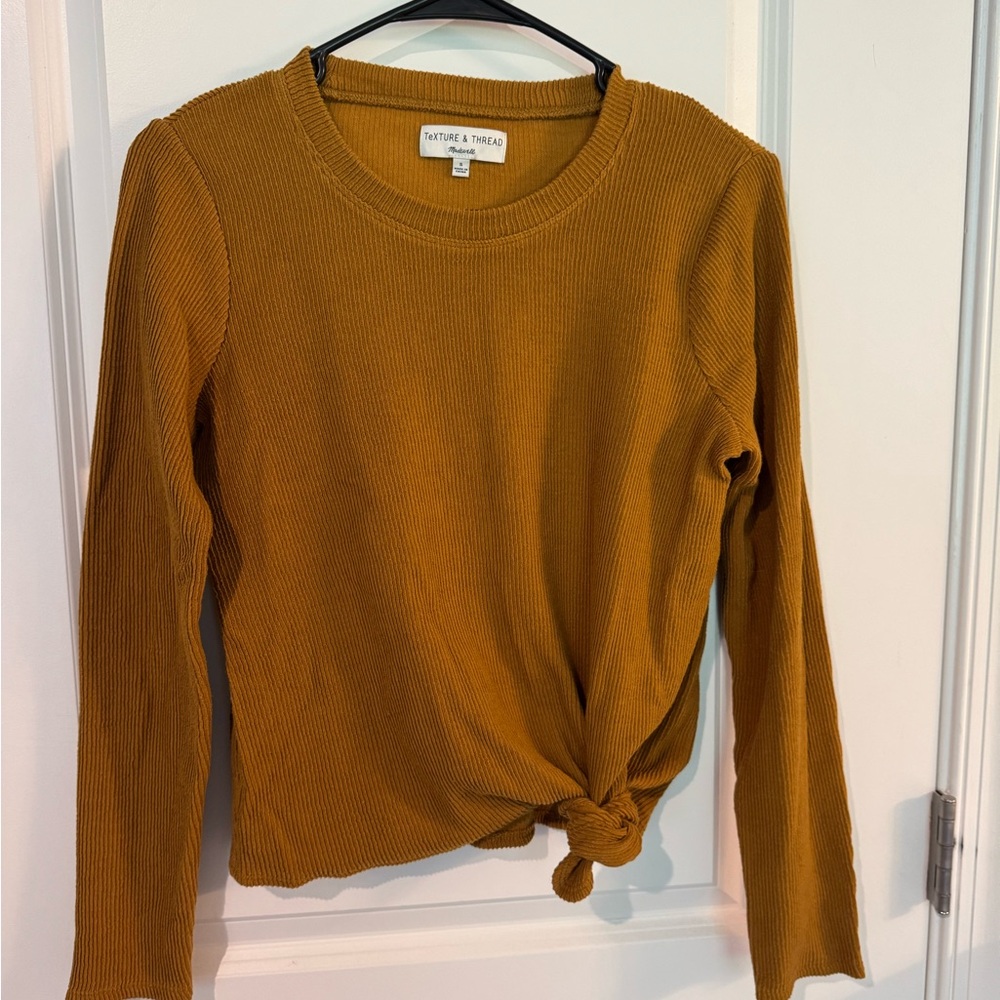 Madewell Mustard Tie Front Sweatshirt